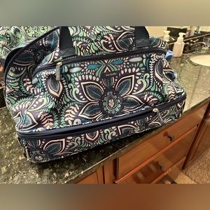 Vera Bradley teal and blue rolling luggage suitcase. Gently used but see pic.